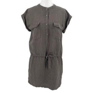 Journal Standard Linen Blend Utility Dress Pockets Taupe Brown size Medium